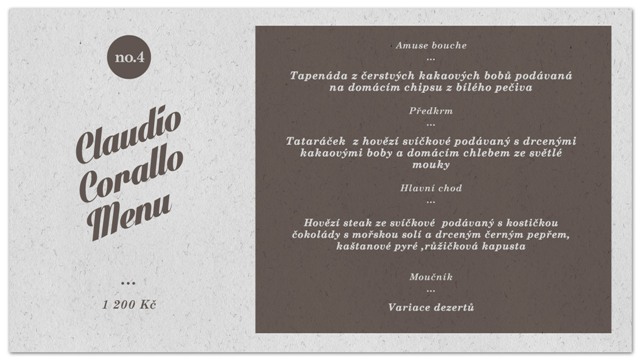 Claudio Corallo menu