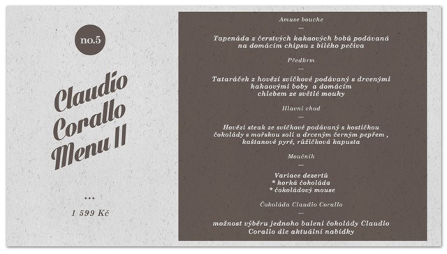 Claudio Corallo II menu